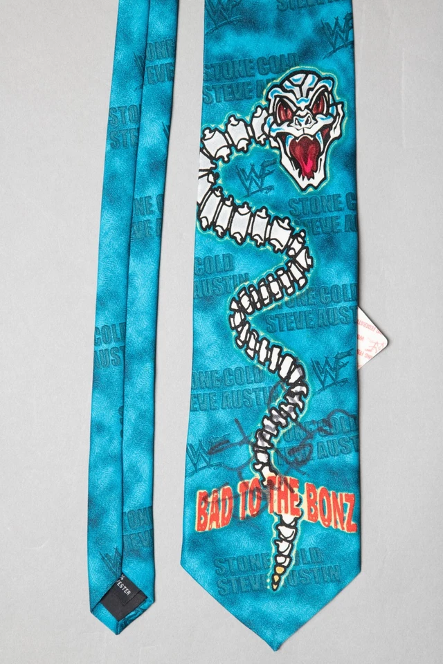 Corbata Stone Cold Steve Austin Firmada Oficial '98 WWF Ralph Marlin Certificado de Autenticidad Bajo WWE Foto 2 de 4