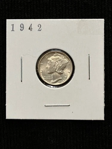 * 1942 * BRILLIANT UNC MS GEM Mercury SILVER DIME * FROM OLD COLLECTION *