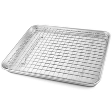 Baking Tray with Rack, 12.5 x 10 x 1 Inch Stainless Steel Toaster Oven Baking...