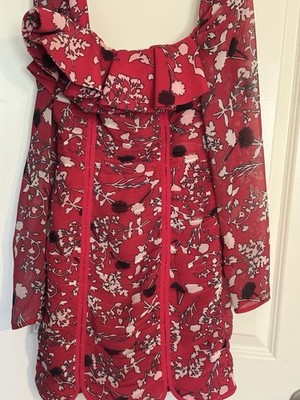 Self-Portrait Pink Floral Dress Size 2 Designer Wedding Guest Cocktail