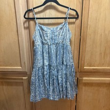 American Eagle Tiered Mini Dress Blue Floral Print Spaghetti Strap M M