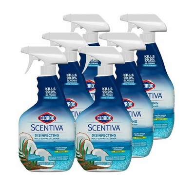 6 PACK!! Clorox Scentiva Fabric Refresher Spray Pacific Breeze & Coconut 16.9 OZ