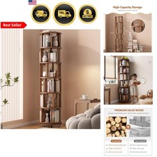 Rotating Bookshelf Bookcase Storage Tower Spinning Shelves for Small Space