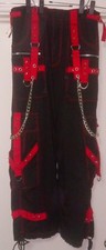 Tripp NYC Daang Goodman Black and Red Grunge Baggy Bondage Pants Mens Small