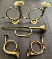 Vintage Set Of Solid Brass Horns Hand Crafted In India Some W Stickers Vintage Set Of Solid Brass Horns Hand Crafted In India Some W Stickers