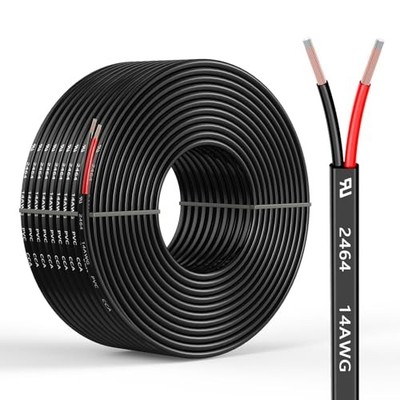 14 Gauge 2 Conductors Electrical Wire, Flexible Low Voltage PVC 16.4FT 14AWG