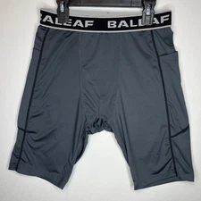 BALEAF Men’s L Gray Compression Pocket Shorts Running/Base Layer