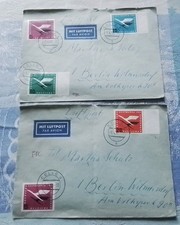 2 Luftpostbelege FDC von 1955, Mi-Nr. 205-208, echt gelaufen,  Gebrauuchsspuren