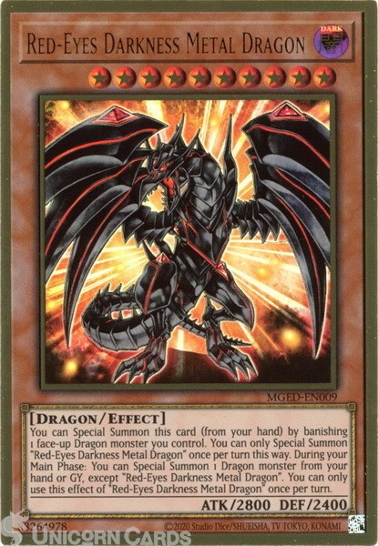 MGED-EN009 Red-Eyes Darkness Metal Dragon Premium Gold Rare UNL Edition Mint YuG