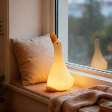 Cute Duck Night Light USB Rechargeable Silicone LED Lamp for Bedroom  Kids
