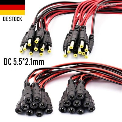 5.5 x 2.1mm DC Power Pigtail Cable Male Female Connector for 12V 5A CCTV Camera
