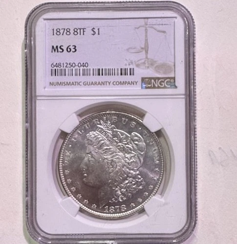 1878 P 8TF NGC MS63 Morgan Silver $1 Dollar US Mint Coin 1878-P MS-63