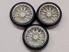 3 Vintage RC HPI Racing Super Nitro RS4 Chrome Mesh Wheels & Slick Tires RARE