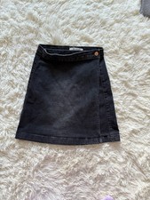 JDY Black Denim Wrap Mini Skirt - Asymmetric Front - Size UK 6