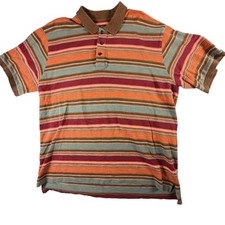 Orvis Polo Shirt Mens XL Multi-Color Good Striped Short Sleeve Pique 18JR