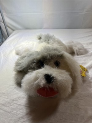 Smoochie Pooch Dog Animated Plush Toy White/Gray Barks Licks Mattel