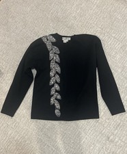 Vintage Outlander Designer Knit Sweater Tunic Black Bling Cocktail Party Size S