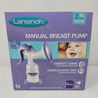 Lansinoh Manual Breast Pump, Comfortable fit, 2 Sizes in box, Easy to Use, New