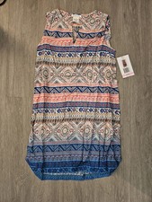 beachlunchlounge Agra Sleeveless Shift Dress, Hi-Lo Hem, Multicolor, Sz: XXL