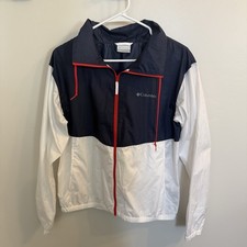 Columbia Women's Red White And Blue Full Zip Windbreaker Size Medium