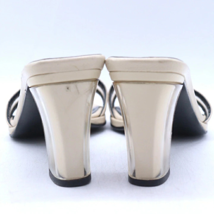 GUCCI Mule Sandals High Heel Brand Shoes Made in Italy Women's Size 36.5 Ivory thumbnail 4