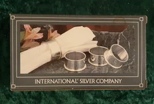 VTG. International Silver Co Napkin Rings - Silver Plated - Set of 4 New In Box