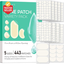 443 Count Pimple Patches for Face, Hydrocolloid Acne Patch Bulk, Acne Stickers f