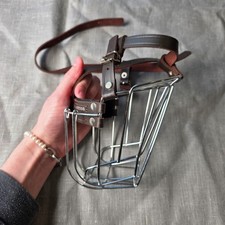 BRONZEDOG Muzzle Metal Mask Leather Straps for Large Dogs