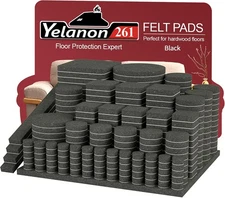 Yelanon Felt Furniture Pads for Hardwood Floors -261 Pcs Premium black, Black 