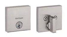 Downtown Low Profile Satin Nickel Square Single Cylinder Contemporary Deadbolt