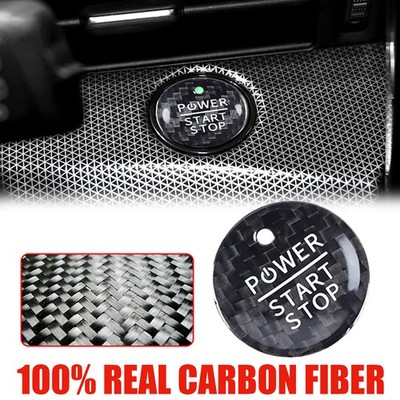 For Mustang Mach-E Black Carbon Fiber Push Start Stop Button Cover 2021-2024