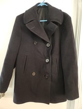 Vintage US Navy Men's Wool Kersey Peacoat Dark Blue Coat 36R Heavyweight