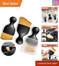 3 Pcs Car Detailing Brush Set – Curved Radian Design Interior Kit with Soft B...