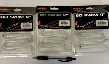 Lot Of 3-Boyd Duckett 4” Swim baits, Silver Pearl, 6 Per Pack(18 Total), Hollow