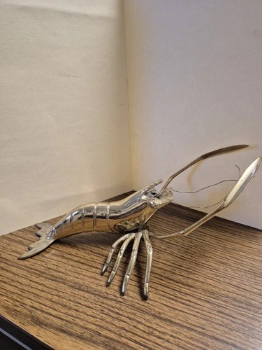 Solid Brass Shrimp Vintage Nautical Figurine Decor Hampton