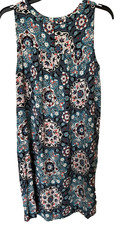 Loft Women's Blue/Black/White patterned sleeveless , knee length sundress Size M