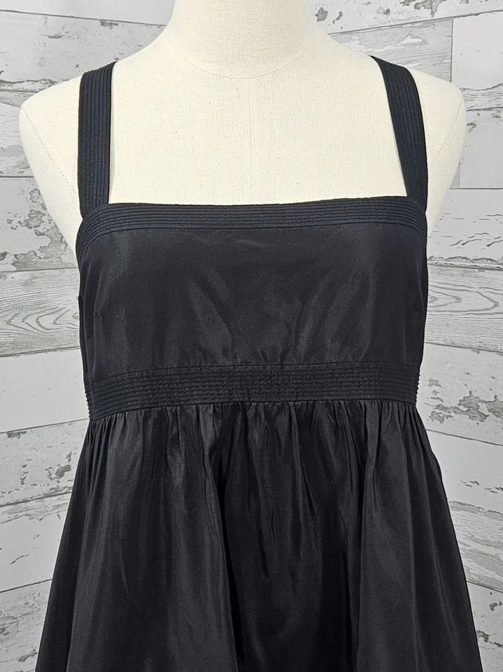 Vestido de cóctel negro J Crew cuello cuadrado seda para mujer 8 Foto 2 de 4
