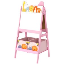 Doubel-Sided Easel for Kids w/ Whiteboard, Chalkboard, Storage Boxes, Blue