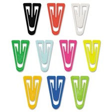 ADVANTUS Large Plastic Paper Clips, 1-3/8 Inch, Assorted Colors, Box of 200