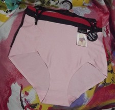 3 NEW PRIMA VALENTINA 77309 PK/BK/RD NO PANTY LINES MF HI-CUT BRIEF PANTIES L