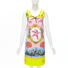 VERSACE 2020 Tresor De La Mer signature starfish print yellow dress IT38 XS