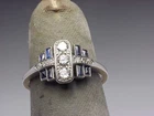 3.20 Ct Diamond & Sapphire Art Deco Vintage Wedding Ring 925 Sterling Silver