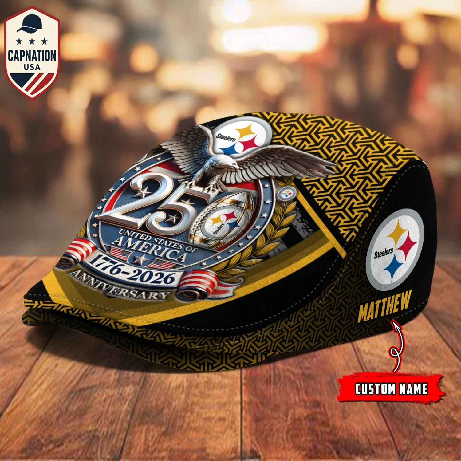 Pittsburgh-Football Jeff Cap 250th Anniversary USA 1776-2026 Eagle Patriotic Cap