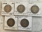 A LOT OF FIVE SILVER BARBER HALF DOLLAR.DATES:1908,1908D,1908O,1908S,1909S — photo 1