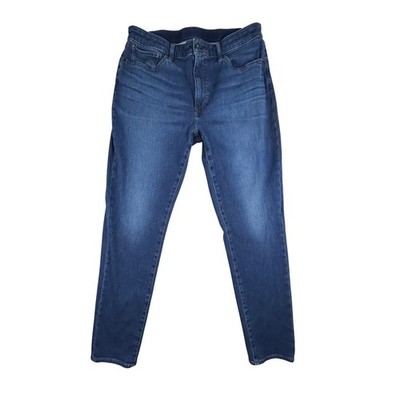 Uniqlo EZY Slim Tapered Jeans Medium Wash Stretch Elastic Waist Mens Large 33x31