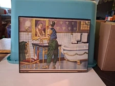 Vintage Bathroom Progression 1895 Advertising Art *Rare* 14in Length Height 11in