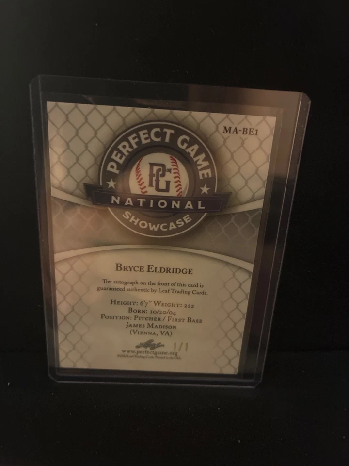 2022 Bryce Eldridge leaf Perfect game auto gold 1/1 - Image 2 of 2