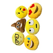 6 Emoji 12" Stuffed Plush Cushion Pillows EUC NO WEAR MARKS