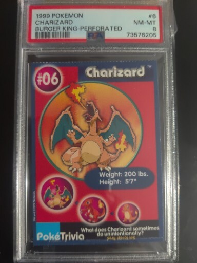 Charizard (Perforated) #6 PSA 8 Burger King 1999 Graded Vintage Pokemon Card