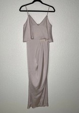 Shona Joy Luxe Frill Tulip Hem Sleeveless Satin Dress Blush Pink Women Size 4